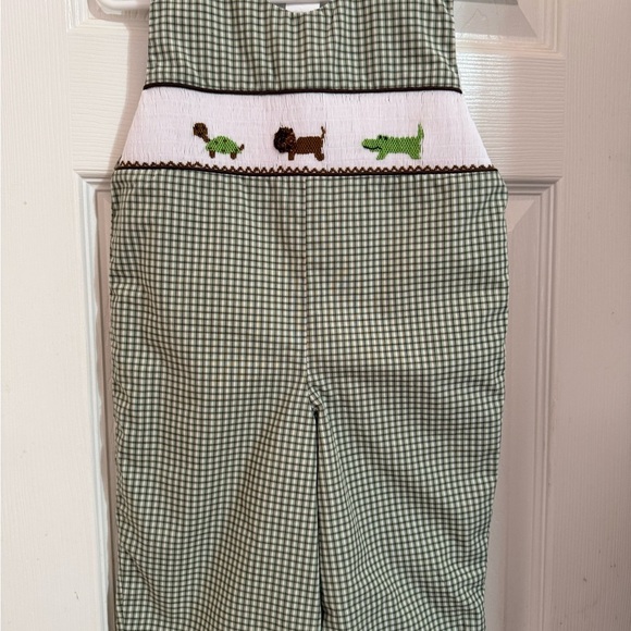 New Gingham Smocked Longalls - Picture 2 of 9